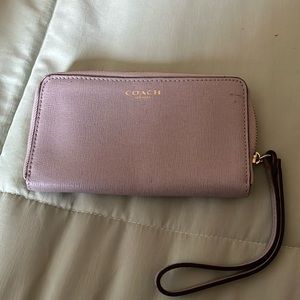 Tan coach wristlet